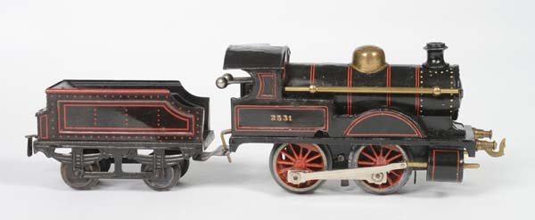 Bing: Bing, Locomotive with Tender, Germany pw, gauge 0, clockwork ok, min. paint d., partly restored in terms of color, C 3+