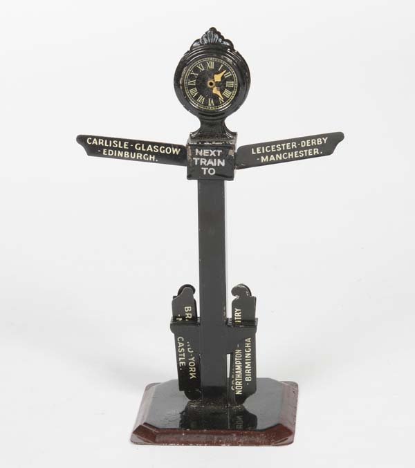 Bing: Bing, Train Station Clock with Direction Indicator, Germany pw, tin, min. paint d., with 6 signs, 1910, C 2+