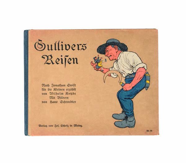 Gullivers Reisen: Jonathan Swift, um 1920, Josef Scholz Verlag, orig. Halbgewebe, farbig illustriert, guter Zustand