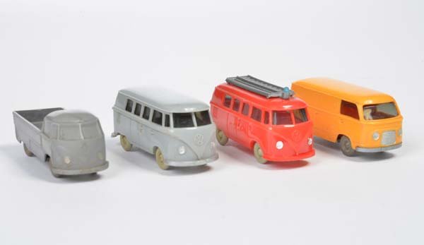 Wiking: Wiking, 3 VW Buses + 1Hanomag, W.-Germ, plastic, C 2+/2-