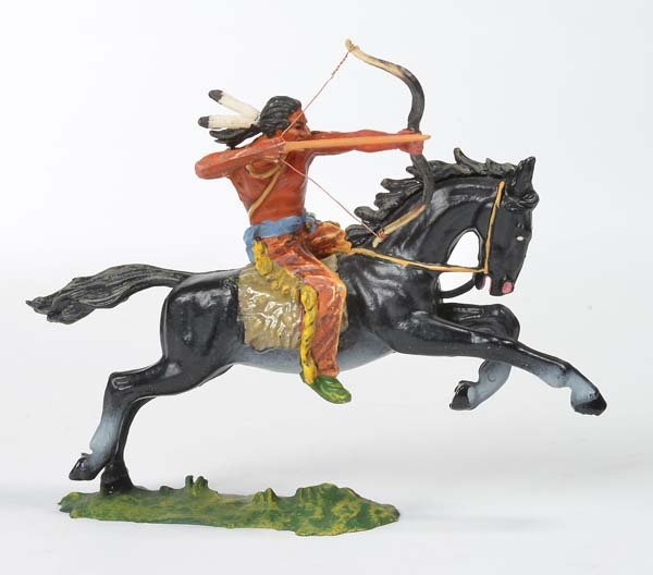 Elastolin: Elastolin, Indian Horseman with Bow and Arrow, W.-Germ., plastic, painting 2, C 1