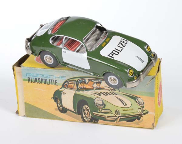 Joustra: Joustra, Porsche Police, France, tin, friction defective, box C 2-, visually C 1-2