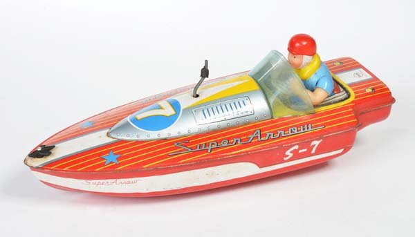 Marusan: Marusan, Boat, Japan, tin, drive ok, paint d., C 2-3