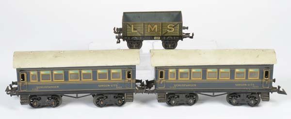 Bing, 2 Personen + 1 Gueterwagen: Bing, 2 Passenger + 1 Freight Wagon, Germany pw, gauge 0, part. min. paint d., C 2+/2-
