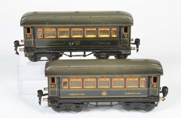 Marklin, Speisewagen + Schlafwagen: Marklin, Dining Car + Sleeping Car, gauge 0, Germany pw, min. paint d., with furnishings, C 2/2-