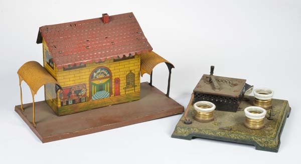 Bing, Bahnhof + Vorschaltgeraet: Bing, Railway Station + Ballast, Germany pw, paint d. complete ?