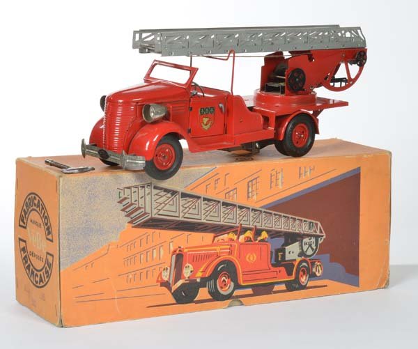 Vebe, Feuerwehr: Vebe, Fire Engine, France, tin, cw ok, min. paint d., box C 2+(1 crack pasted), C 2+