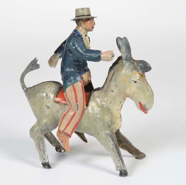 Guenthermann ?, Mann auf Esel: Guenthermann ?, Man on Donkey, Germany pw, tin, cw ok, min. paint d., handpainted, C 2+