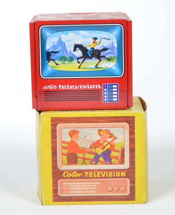 Schopper, Color Television Money Box: Schopper, Color Television Money Box, W.-Germany, tin, box C 2, with key, C 1-