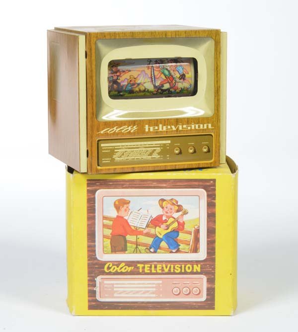Gescha, Color Television Moneybox: Gescha, Color Television Money Box, W.-Germany, tin, box C 1-, with key, C 1-