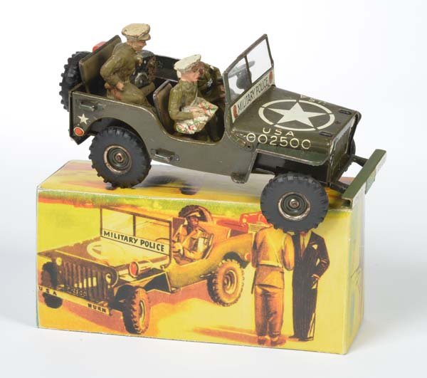 Arnold, Jeep + Besatzung: Arnold, Jeep + Crew, US Z. Germany, tin, cw ok, paint d., reprobox, C 2-3