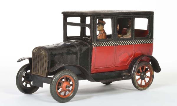 Bing, Limousine mit 3 Figuren: Bing, Sedan Car with 3 Figures, Germany pw, tin, cw ok, paint d., 2 wheels replaced, paint refinished, C 3-