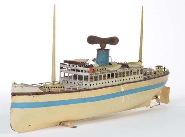 Fleischmann, Baederdampfer: Fleischmann, Steamer, Germany, tin, cw ok, paint d., 1 mast + lifeboats replaced, C 3