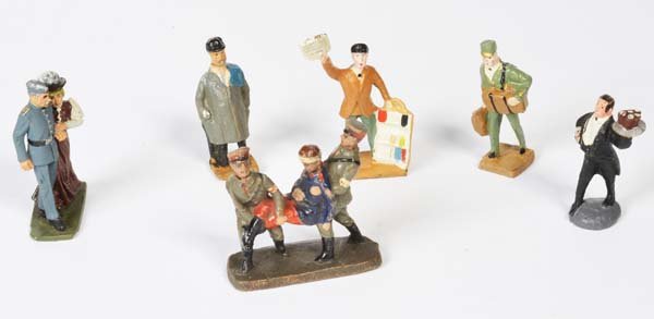 Elastolin u.a., 6 Eisenbahn + Militaer Figuren (1 of 1)