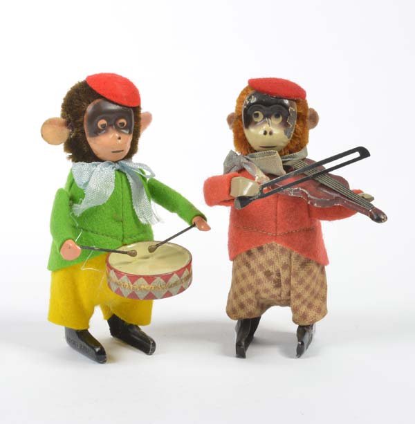 Schuco, 2 Affen mit Trommel + Geige (1 of 1)