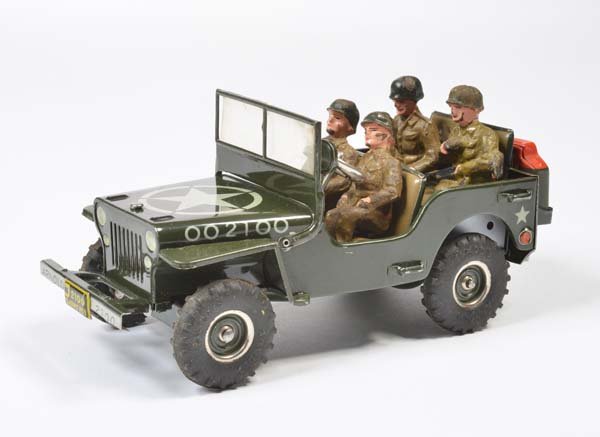 Arnold, Jeep: Arnold, Jeep, US Z. Germany, tin, cw ok, min. paint d., with steering-wheel out of metal, C 2+
