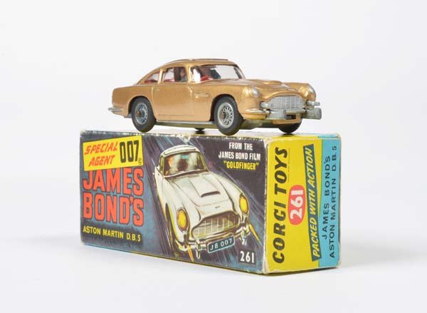 Corgi Toys, James Bond 007 Aston Martin D-B 5 Nr. 261: Corgi Toys, James Bond 007 Aston Martin D-B 5 No 261, England, 1:43, diecast, min. paint d., box C 1-, C 1