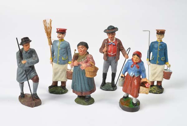 Elastolin u.a., 2 Tierwaerter, Hirte + 3 Bauern (1 of 1)