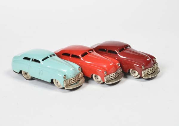 3x Mirako Car: 3x Mirako Car, US Z. Germany, tin, drive ok, paint d., otherwise good condition