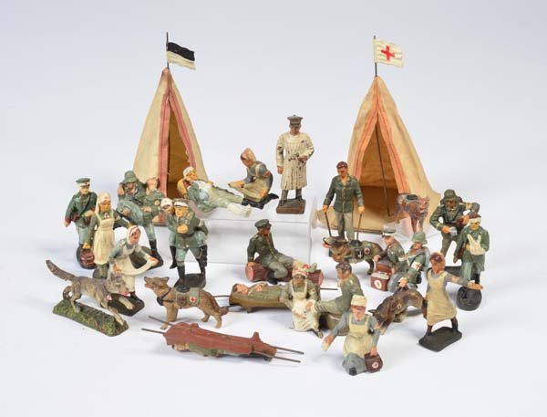 Lineol/Elastolin, 22 Lazarett Figuren + 2 Zelte (1 of 1)