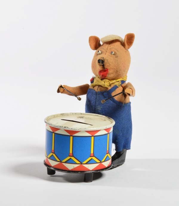 Schuco, Schwein mit Trommel Spardose (1 of 1)