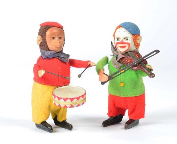 Schuco, Clown mit Geige + Affe mit Trommel (1 of 1)