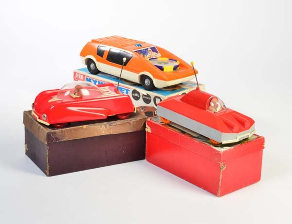 Piko u.a., 3 Space Fahrzeuge: Pico a.o., 3 Space Vehicles, GDR, plastic, box C 2/2-, 1 drive missing, C 2/2-