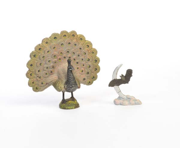 Lineol, Fledermaus + Pfau: Lineol, Bat + Peacock, Germany pw, composite, 1 small crack, otherwise very good condition