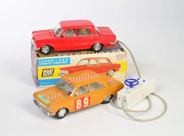 AMB, 2x Fiat 125: AMB, 2x Fiat 125, Italy, plastic, drive not checked, 1x box C 2, 1x C 3 (bumper missing), 1x C 1