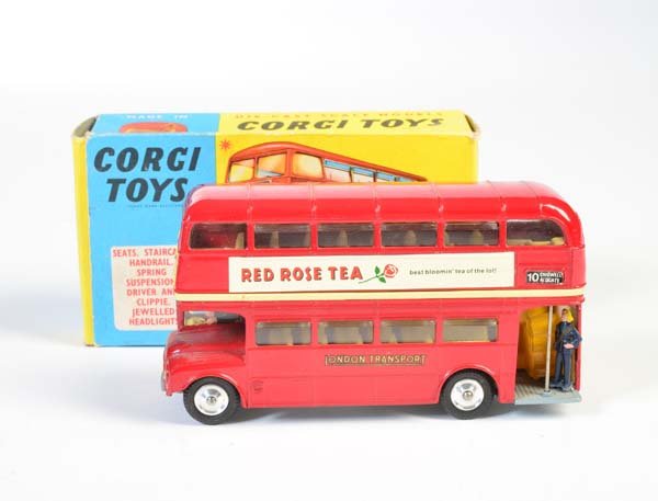 Corgi Toys, LDN DD "Red Rose" mit geformten Felgen, (1 of 1)