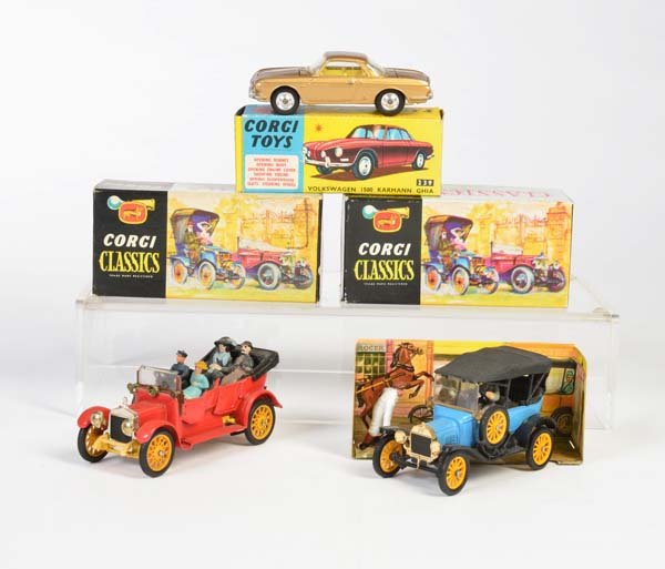 Corgi Toys, Ford T 1913, Bentley 1927 + VW Karmann Ghia (1 of 1)