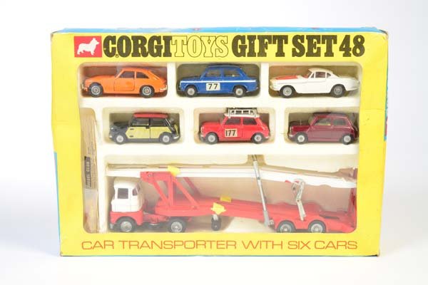 Corgi Toys, Autotransporter Set mit orangefarbenem MG (1 of 1)