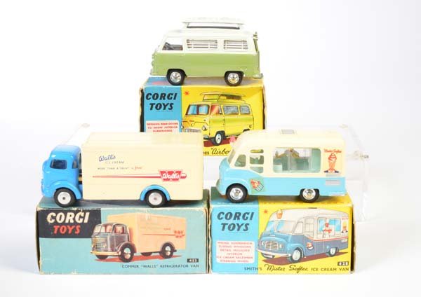 Corgi Toys, Ice Cream Van, Ford Thames Caravan + Commer (1 of 1)