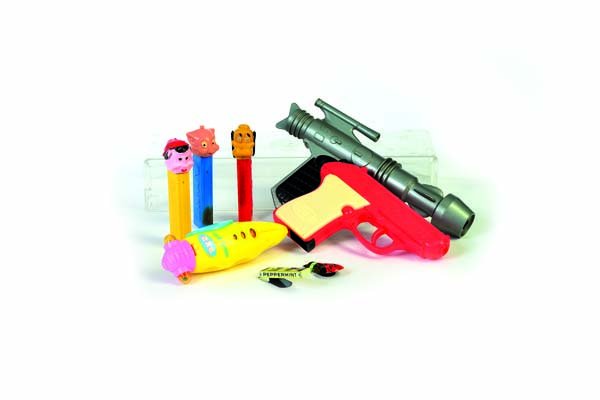 PEZ, 6 Spender + 2 Klicker: PEZ, 6 Dispender + 2 Click Clacks, Austria, plastic, C 2+
