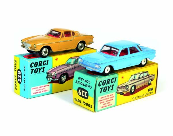 Corgi Toys, Chevrolet Corvair mit + Volvo P 1800 Coupe (1 of 1)