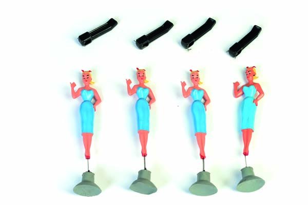 4x Bild Lilly fuer Armaturenbrett: 4x Bild Lilly for Dash Board, W.-Germany, plastic, from the 60s, C 1
