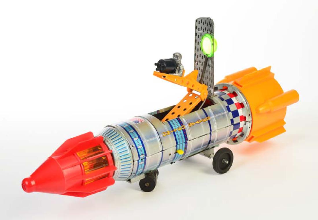KY, Rakete: KY, Rocket, Japan, mixed constr., bat. drive + function ok, rust d. on battery case, C 2-