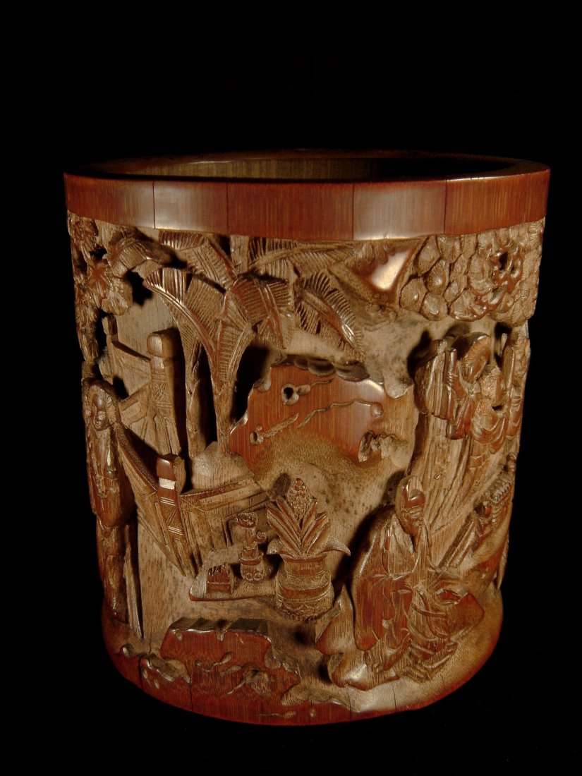 A Fine Carved Bamboo Brush Pot, Qing Dynasty (1 of 7)
