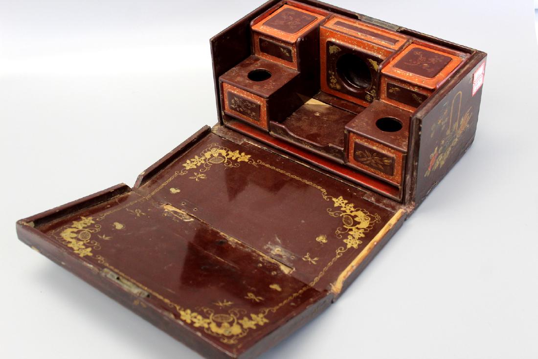 Chinese lacquered opium set wood box. (1 of 4)