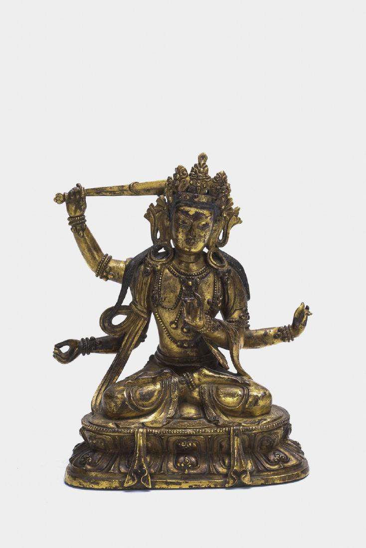 Chinese gilt- bronze statue of Shadakshari Lokeshvara. (1 of 9)