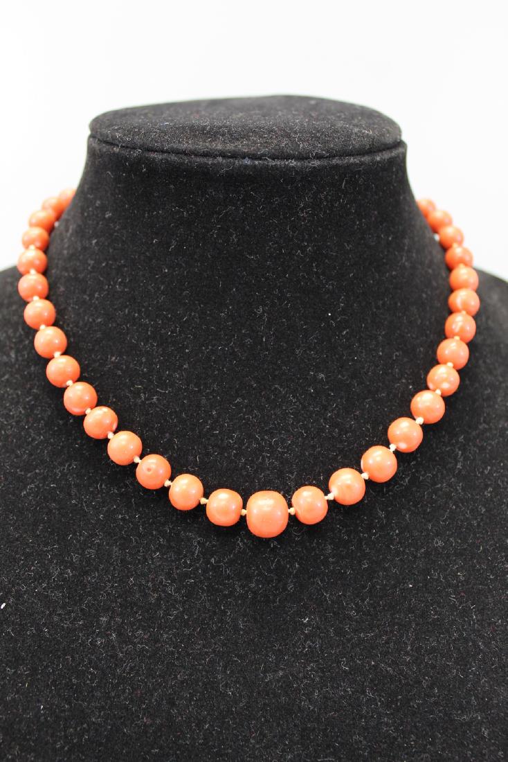 Red coral bead necklace. (1 of 2)