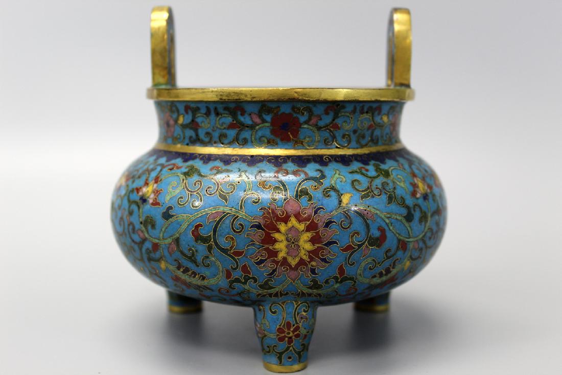 Chinese cloisonne incense burner, Qianlong mark. (1 of 3)