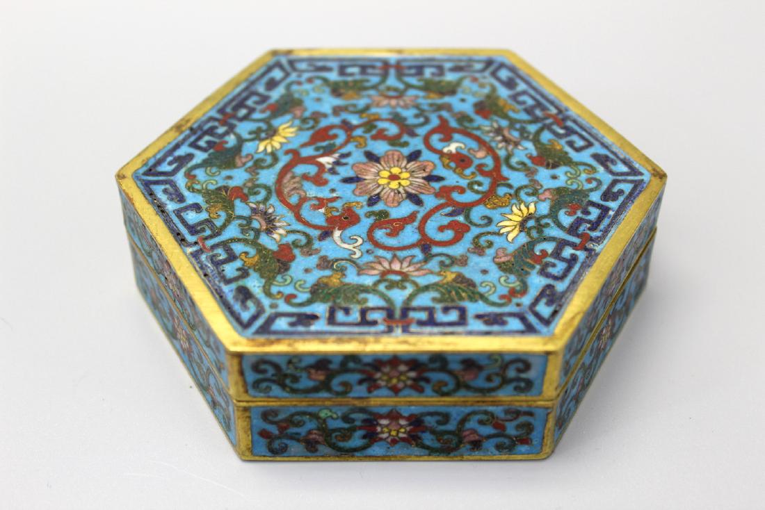Chinese cloisonne box, Qianlong mark. (1 of 4)