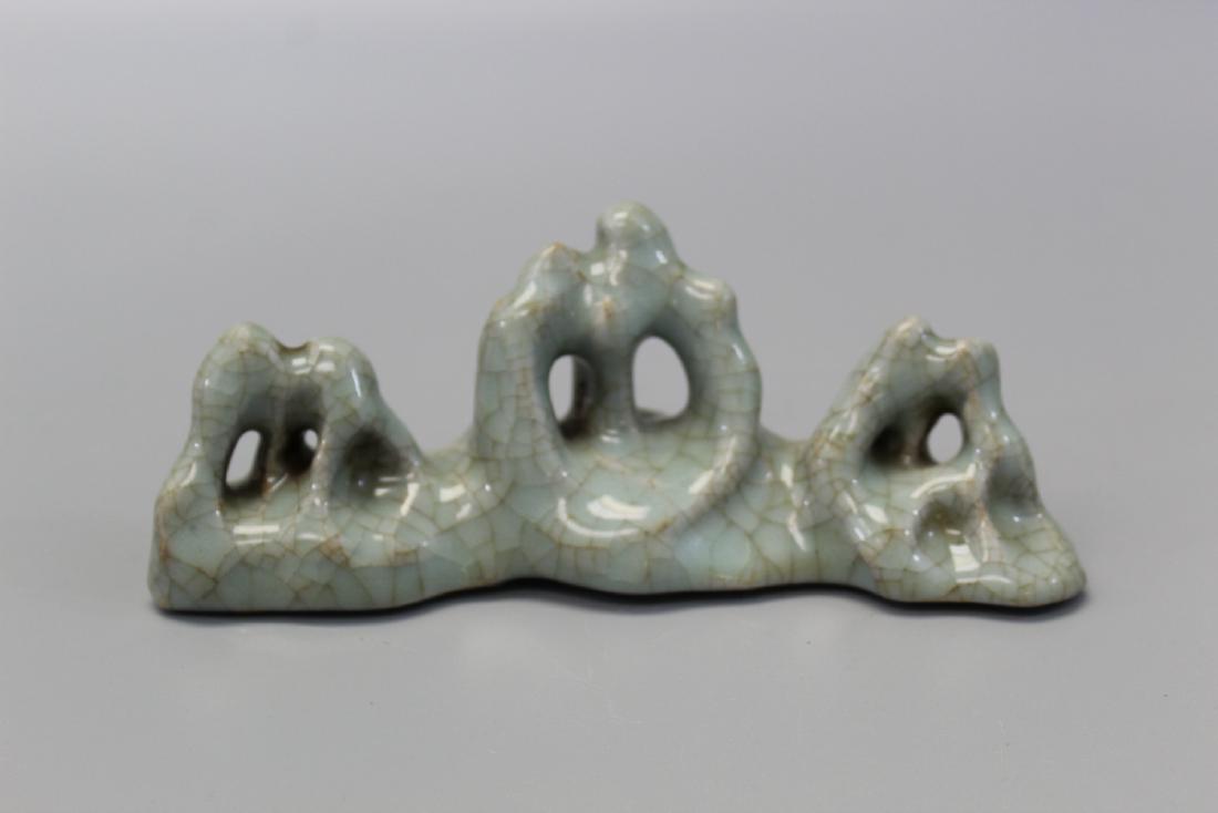 Chinese celadon crackle glaze porcelain brush holder. (1 of 2)