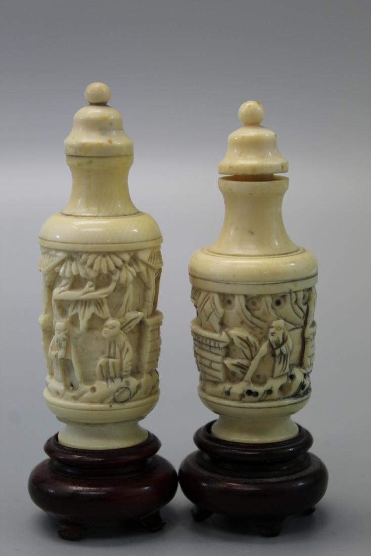 Two Japanese carved snuff bottles. (1 of 3)