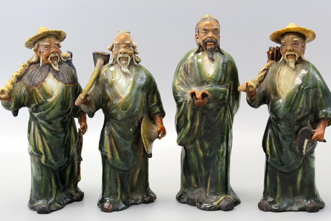 Set of four (4) Chinese glazed figures of wise men. (1 of 4)