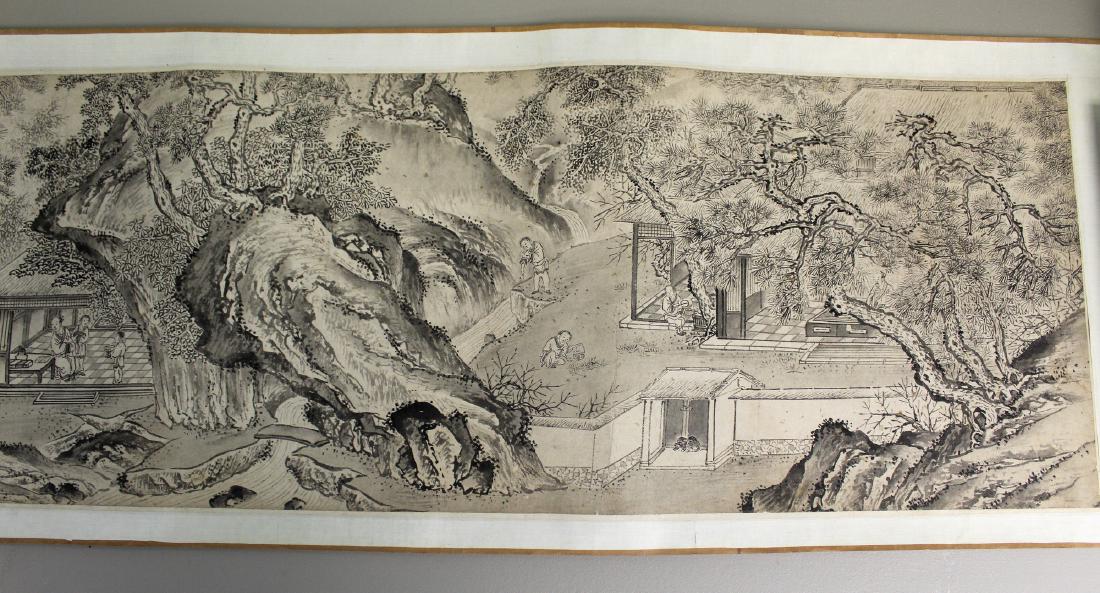 Chinese ink painting and calligraphy on paper scroll, (1 of 8)