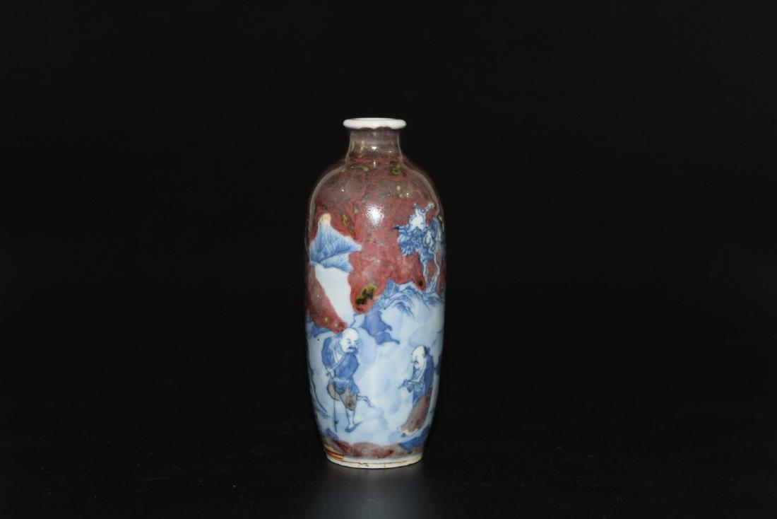 Chinese underglaze red blue and white procelain snuff (1 of 5)