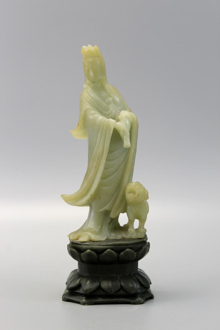 Chinese carved soapstone Guanyin: Chinese carved soapstone Guanyin. H 23 cm.
