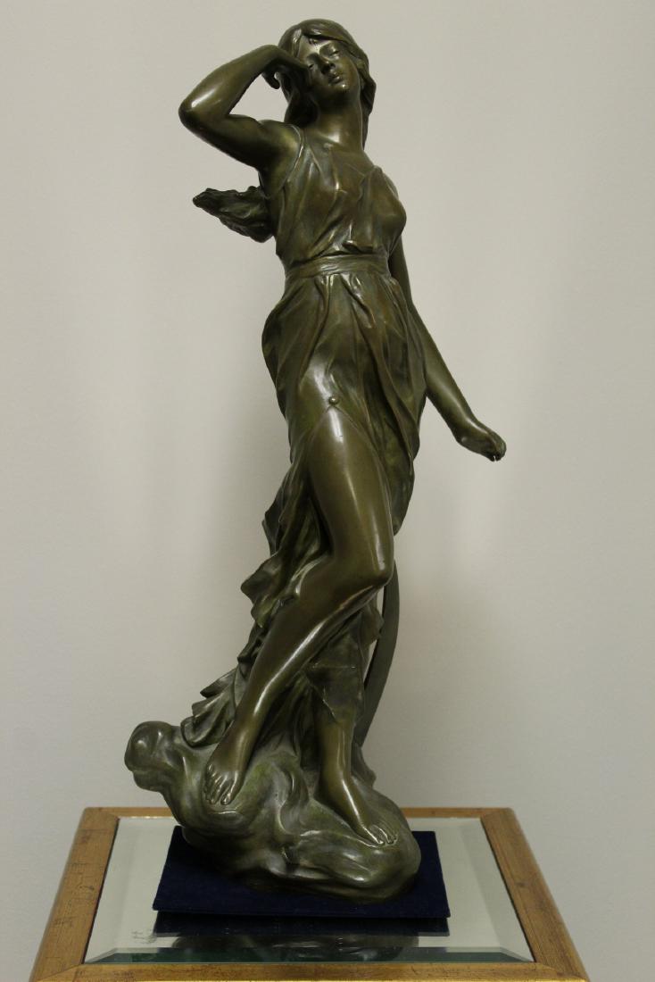 Bronze sculpture of a girl, signed J Causse (1869-1909,: Bronze sculpture of a girl, signed J Causse (1869-1909, French). Ht 58 cm.